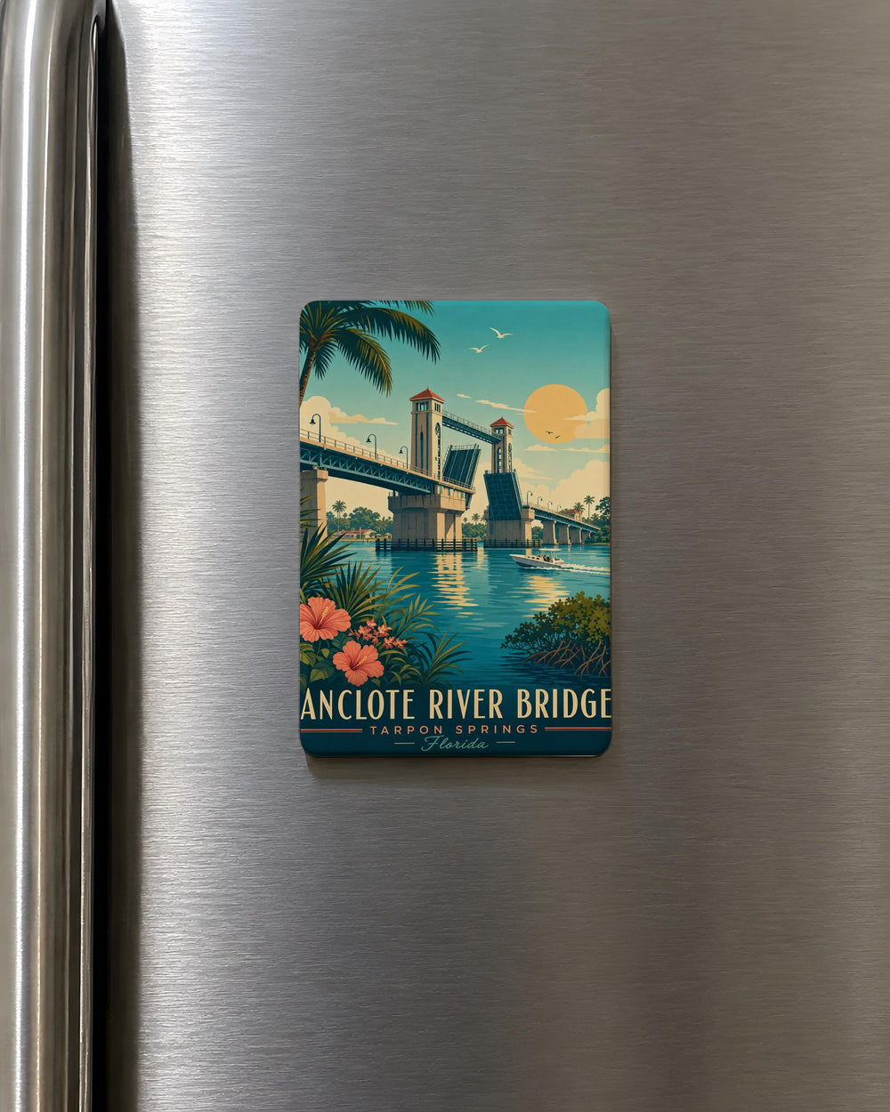 Anclote River Bridge Fridge Magnet, Florida River Crossing Souvenir Magnet, Coastal Landmark Travel Gift
