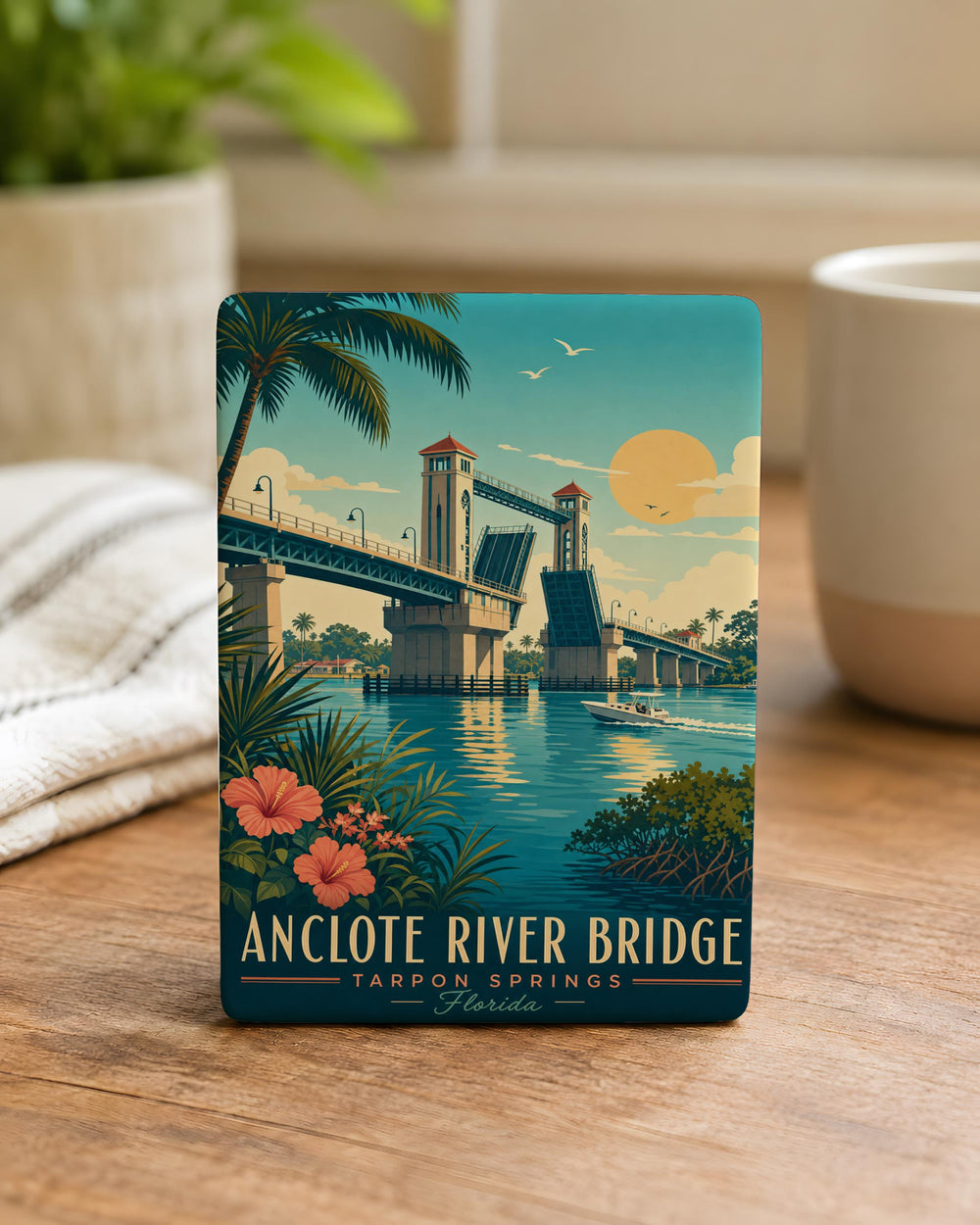 Anclote River Bridge Fridge Magnet, Florida River Crossing Souvenir Magnet, Coastal Landmark Travel Gift