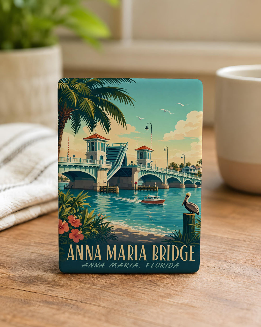 Anna Maria Bridge Fridge Magnet, Anna Maria Island Florida Souvenir, Coastal Bridge Landmark Magnet, Beach Vacation Keepsake