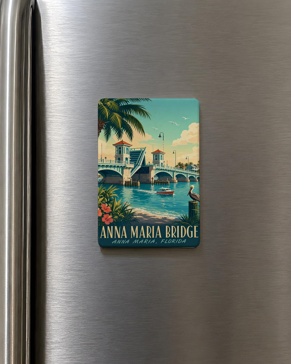 Anna Maria Bridge Fridge Magnet, Anna Maria Island Florida Souvenir, Coastal Bridge Landmark Magnet, Beach Vacation Keepsake