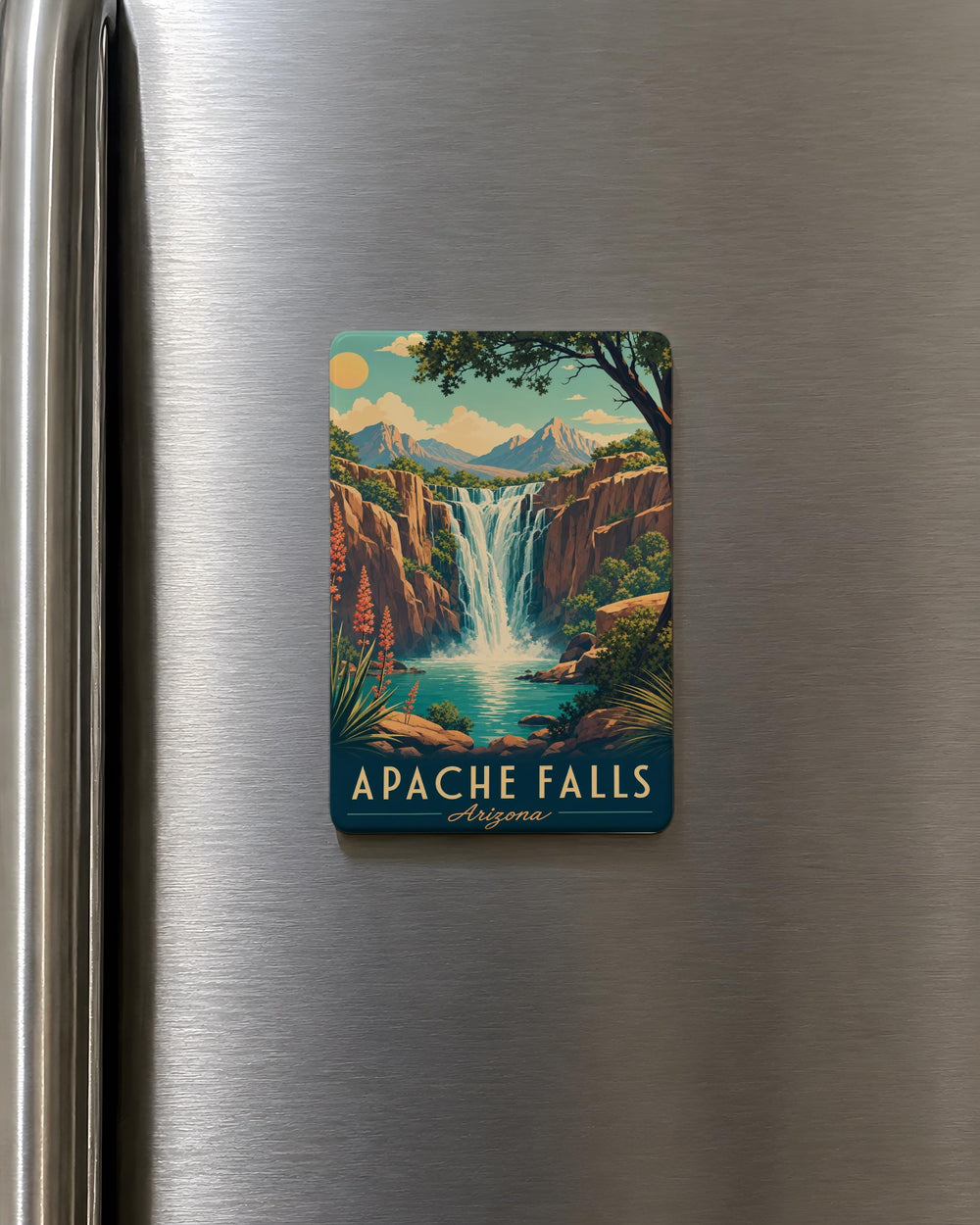 Apache Falls Fridge Magnet, Arizona Waterfall Souvenir, White Mountains Nature Landmark Keepsake Magnet