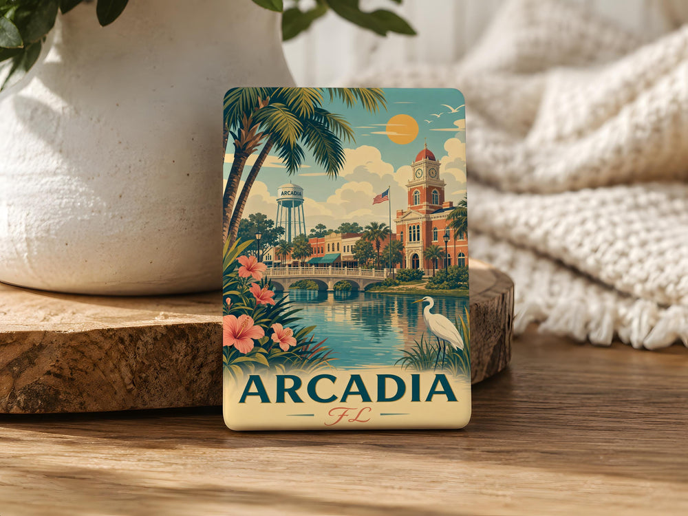 Arcadia Florida Fridge Magnet, Arcadia FL Souvenir Magnet, Small Town Florida Travel Gift, USA City Landmark Keepsake Magnet
