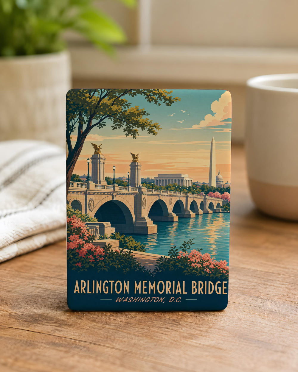 Arlington Memorial Bridge Fridge Magnet, Washington DC Landmark Souvenir Magnet, Potomac River Bridge Gift