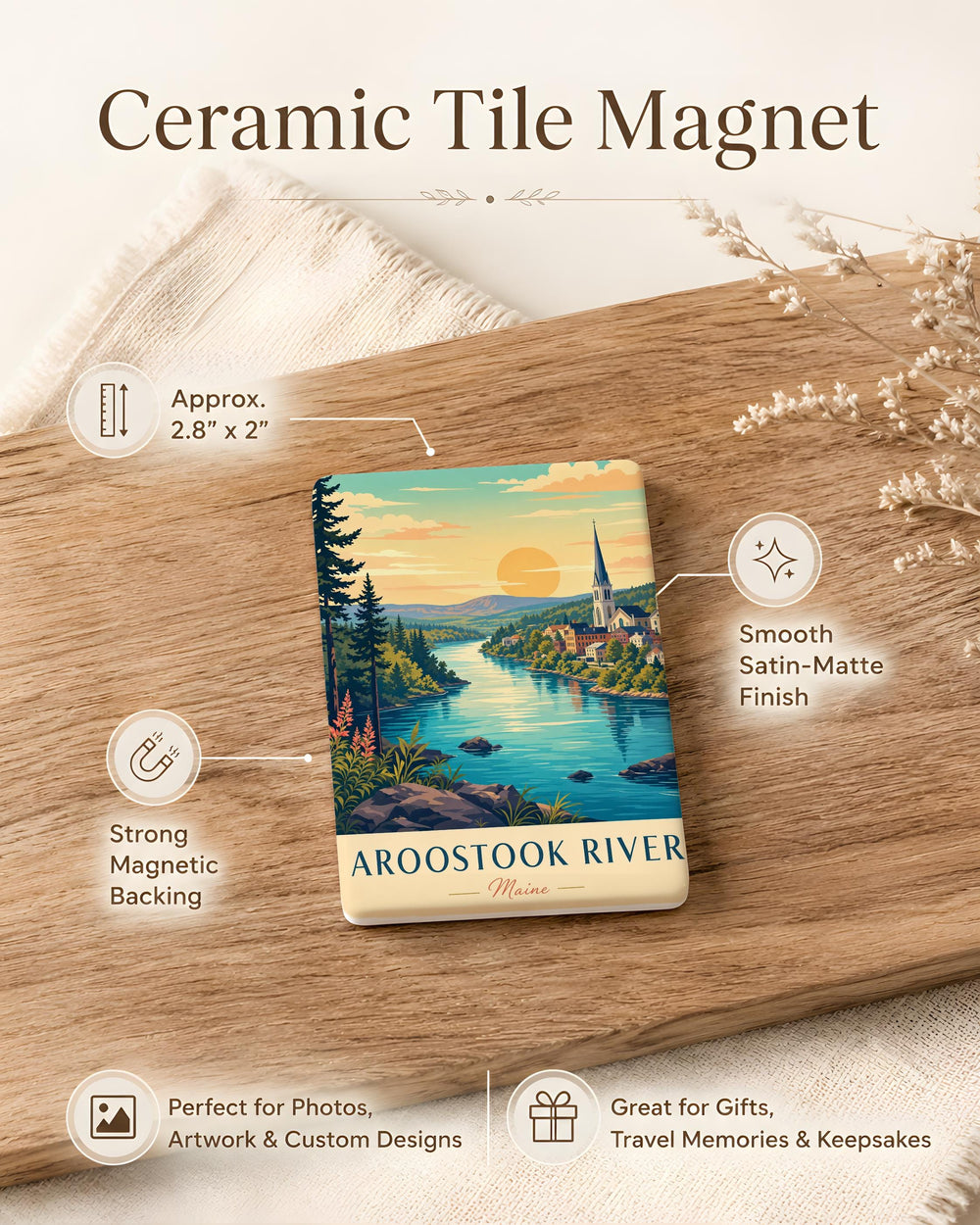 Aroostook River Fridge Magnet, Maine River Souvenir Magnet, Aroostook County Maine Gift, River Lover Kitchen Magnet