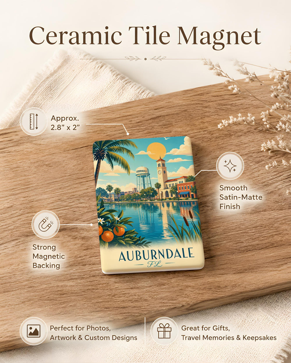Auburndale Florida Fridge Magnet, Auburndale FL Souvenir Magnet, Polk County Travel Gift, Florida City Magnet