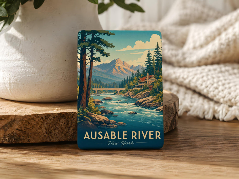 Ausable River Fridge Magnet, Ausable River Souvenir Magnet, Adirondack River Landmark Magnet, New York Travel Keepsake Magnet
