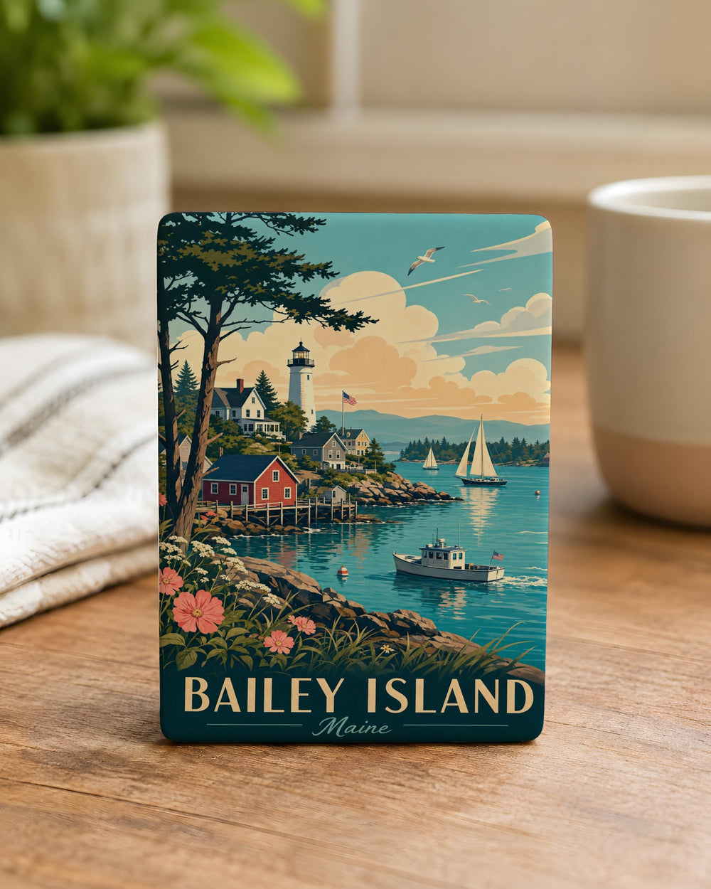 Bailey Island Maine Fridge Magnet, Coastal Maine Souvenir Magnet, Bailey Island Landmark Travel Keepsake Magnet