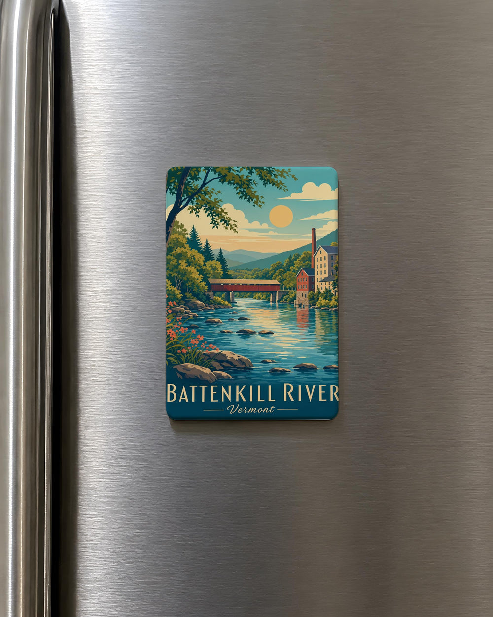Battenkill River Fridge Magnet, Battenkill River Vermont Souvenir Magnet, River Landscape Travel Keepsake Magnet