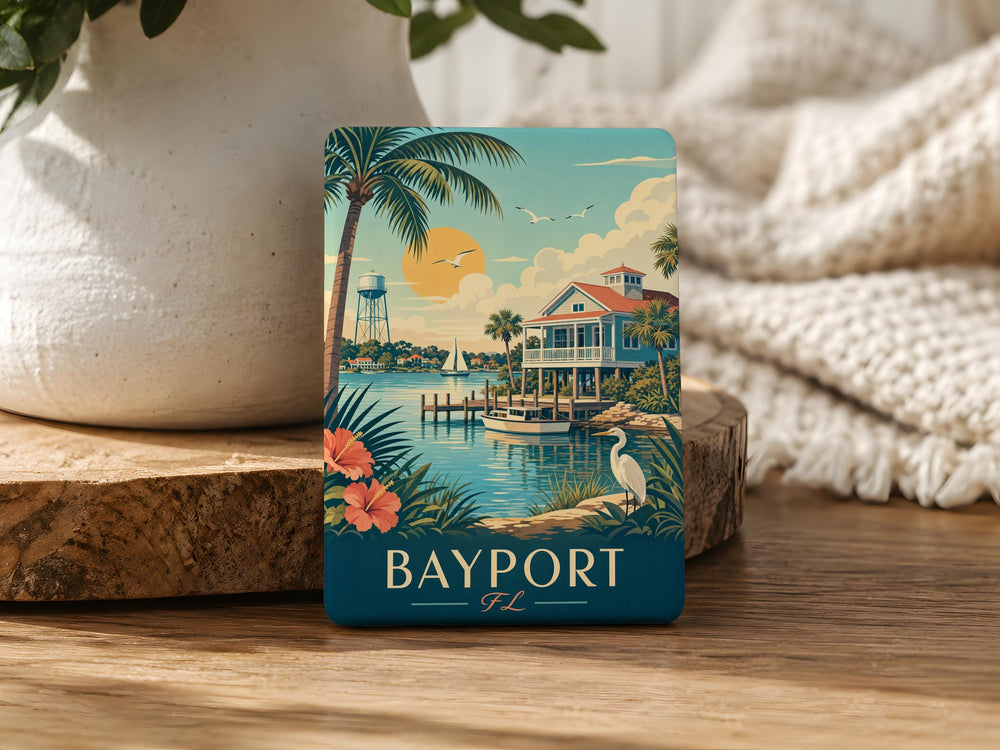 Bayport Florida Fridge Magnet, Bayport FL Souvenir Magnet, Coastal Gulf Town Travel Keepsake Refrigerator Magnet
