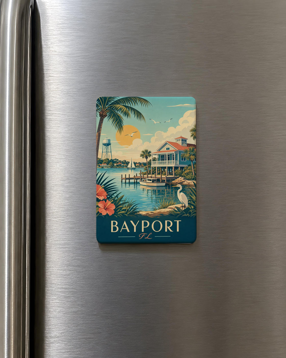 Bayport Florida Fridge Magnet, Bayport FL Souvenir Magnet, Coastal Gulf Town Travel Keepsake Refrigerator Magnet