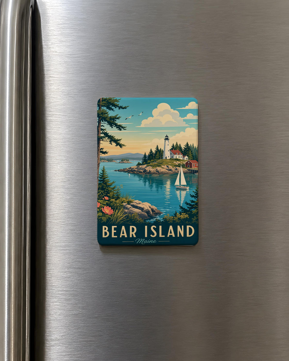 Bear Island Maine Fridge Magnet, Coastal Island Souvenir Magnet, Maine Vacation Travel Keepsake, New England Island Magnet
