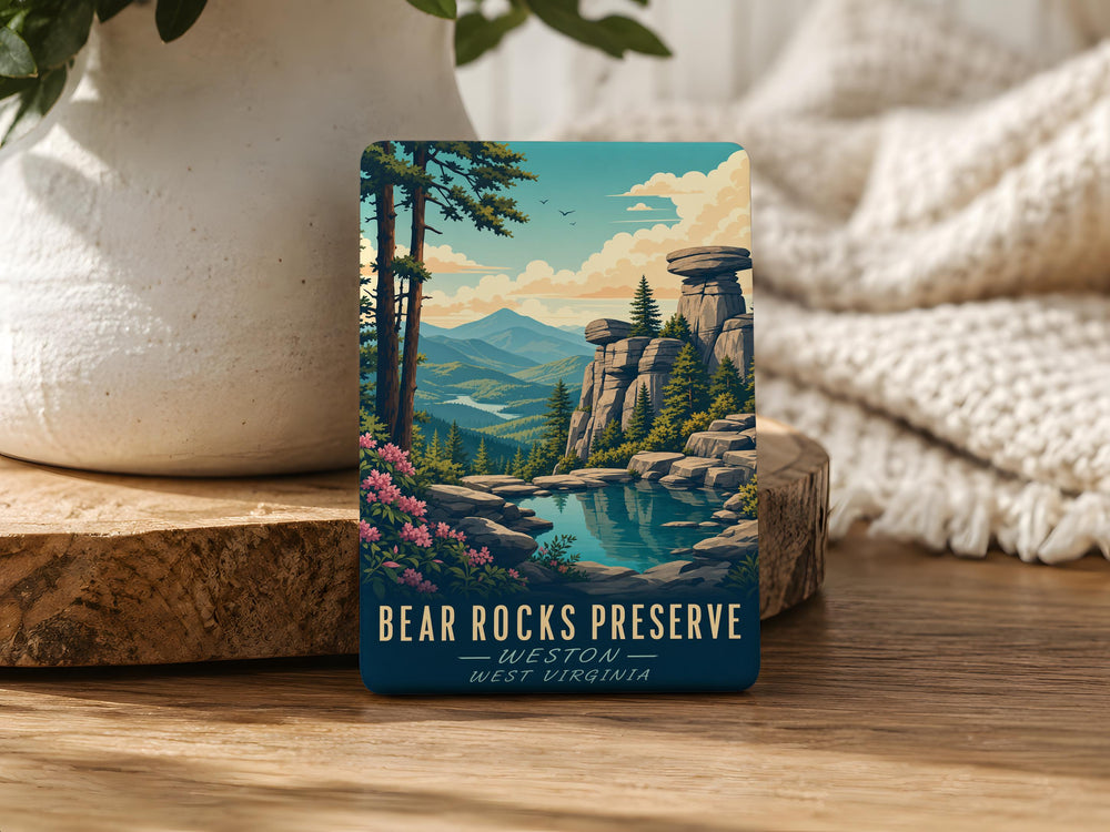 Bear Rocks Preserve Fridge Magnet, Bear Rocks Nature Preserve Souvenir, West Virginia Scenic Landmark Magnet