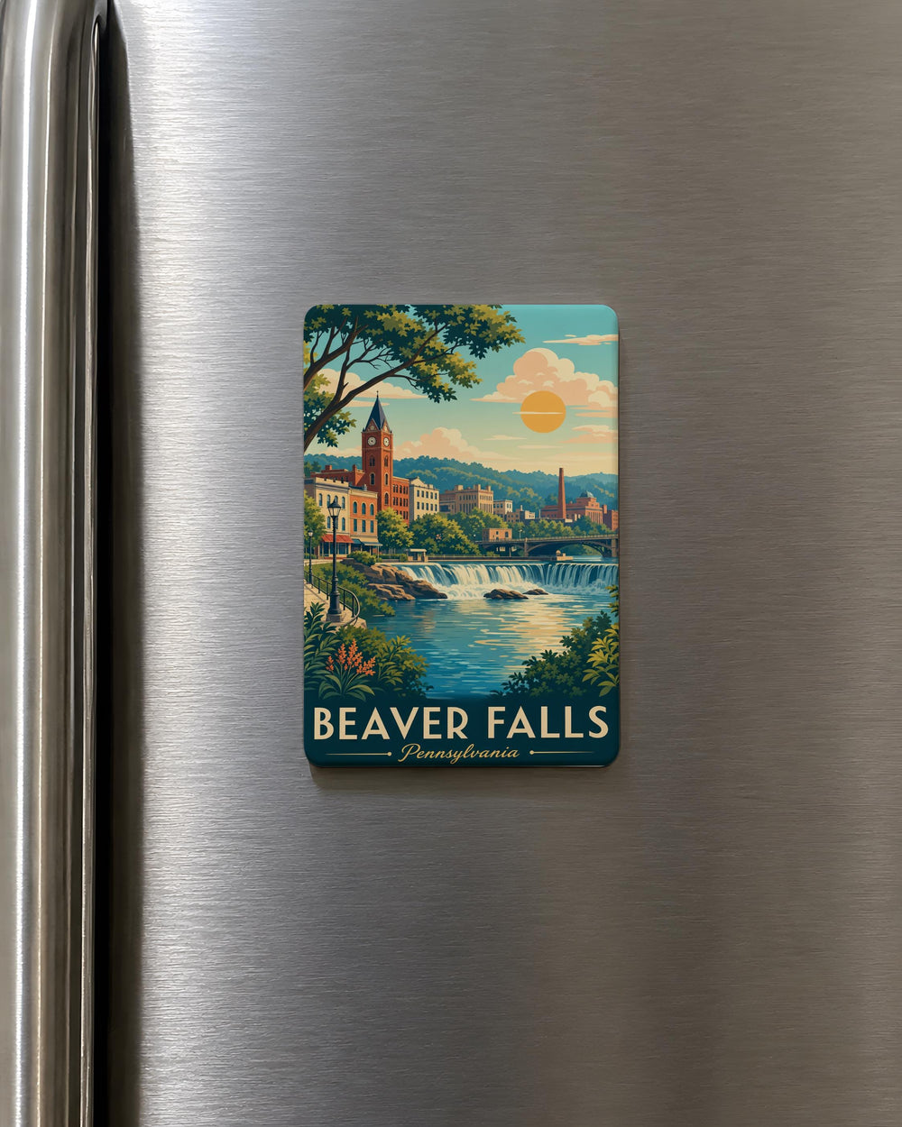 Beaver Falls Fridge Magnet, Beaver Falls Souvenir Magnet, Pennsylvania Travel Keepsake, City Landmark Refrigerator Magnet