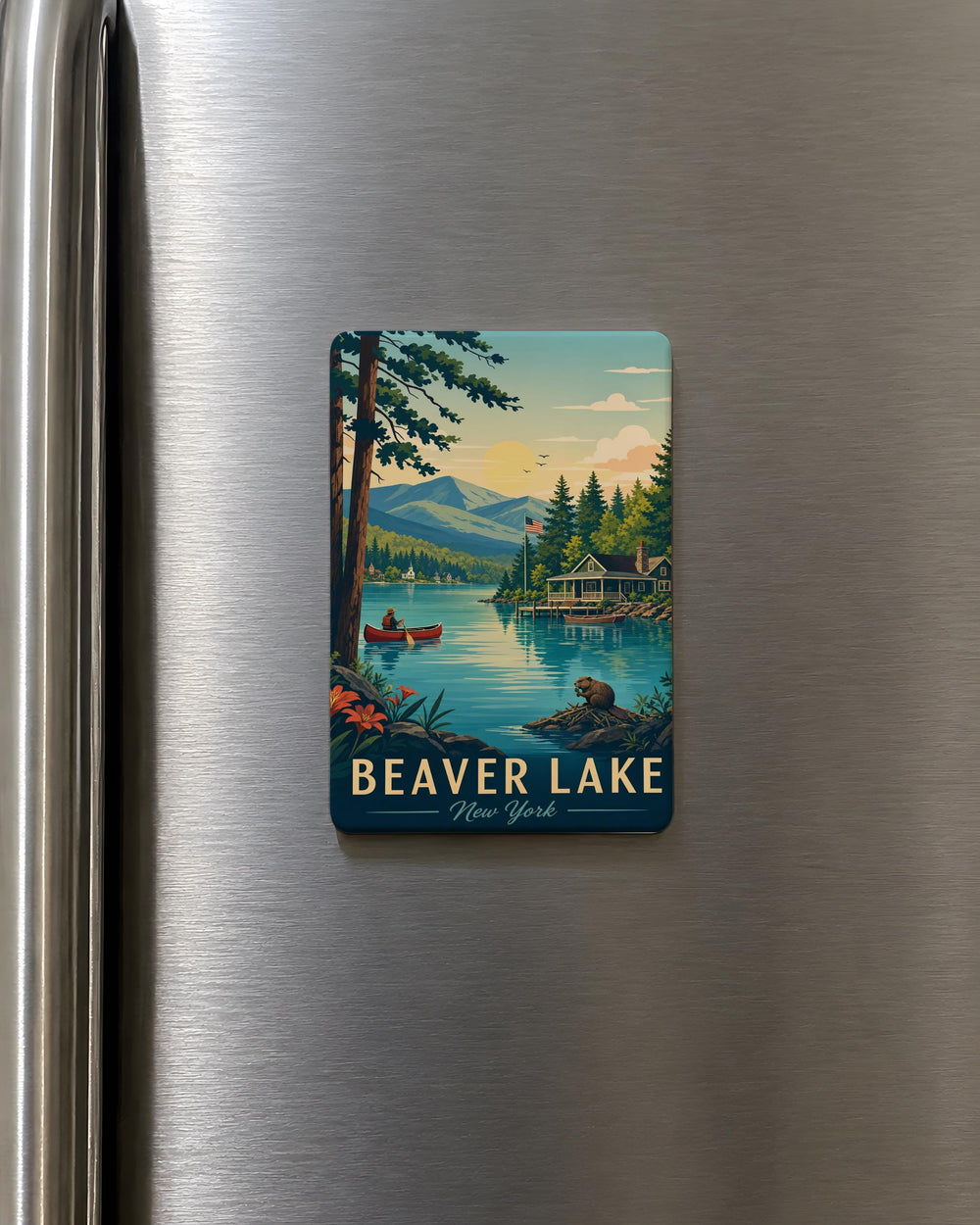 Beaver Lake NY Fridge Magnet, Beaver Lake New York Souvenir Magnet, Adirondacks Travel Keepsake Magnet