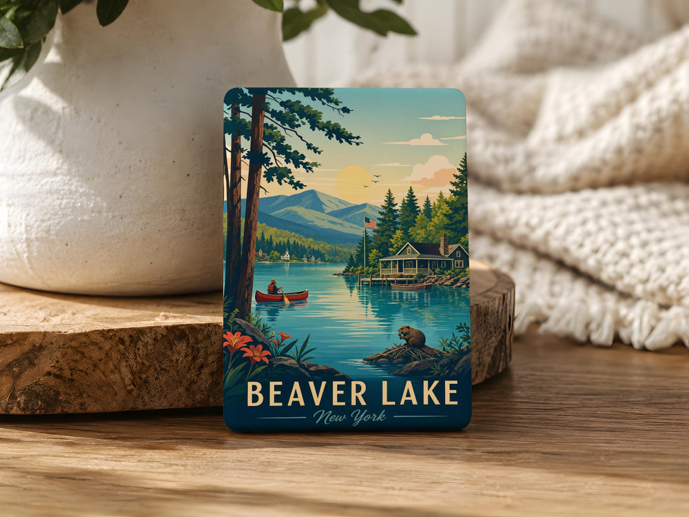 Beaver Lake NY Fridge Magnet, Beaver Lake New York Souvenir Magnet, Adirondacks Travel Keepsake Magnet