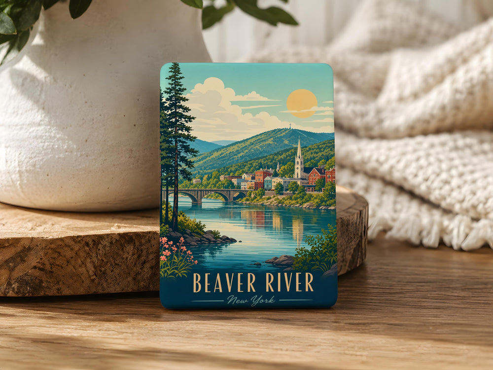 Beaver River Fridge Magnet, Beaver and River Nature Souvenir Magnet, Wildlife Outdoor Cabin Decor Magnet