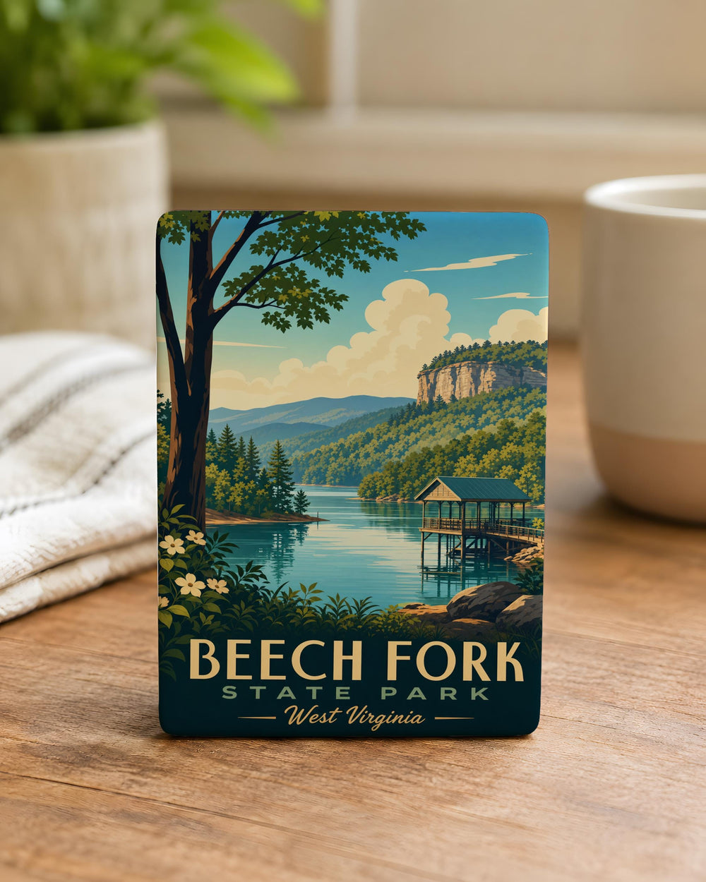 Beech Fork State Park Fridge Magnet, West Virginia Park Souvenir Magnet, Lake and Trail Travel Keepsake Gift