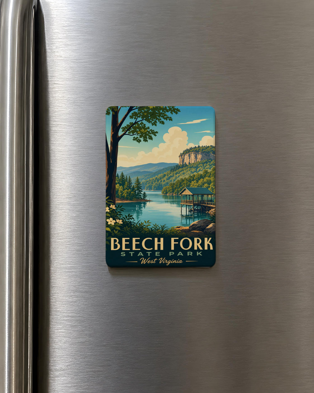 Beech Fork State Park Fridge Magnet, West Virginia Park Souvenir Magnet, Lake and Trail Travel Keepsake Gift