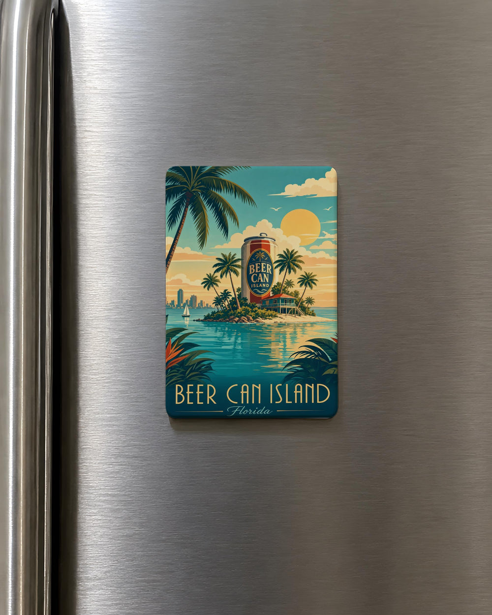 Beer Can Island Fridge Magnet, Beer Can Beach Souvenir Magnet, Coastal Island Travel Keepsake, Beachcomber Gift, Island Vacation Magnet