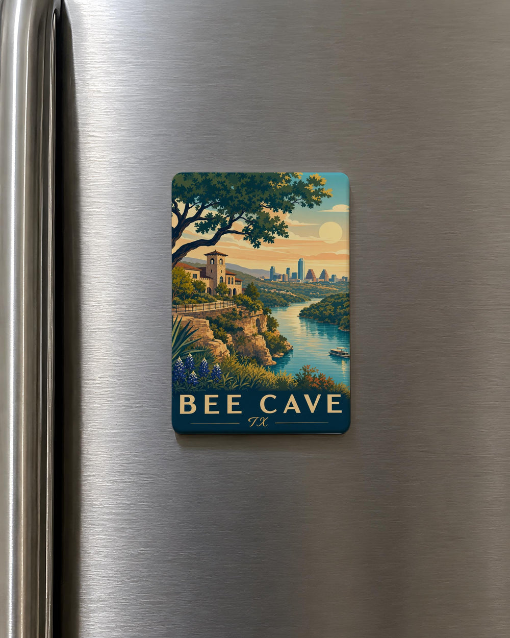 Bee Cave TX Fridge Magnet, Texas Souvenir Magnet, Bee Cave Texas Travel Gift, Hill Country Keepsake Magnet