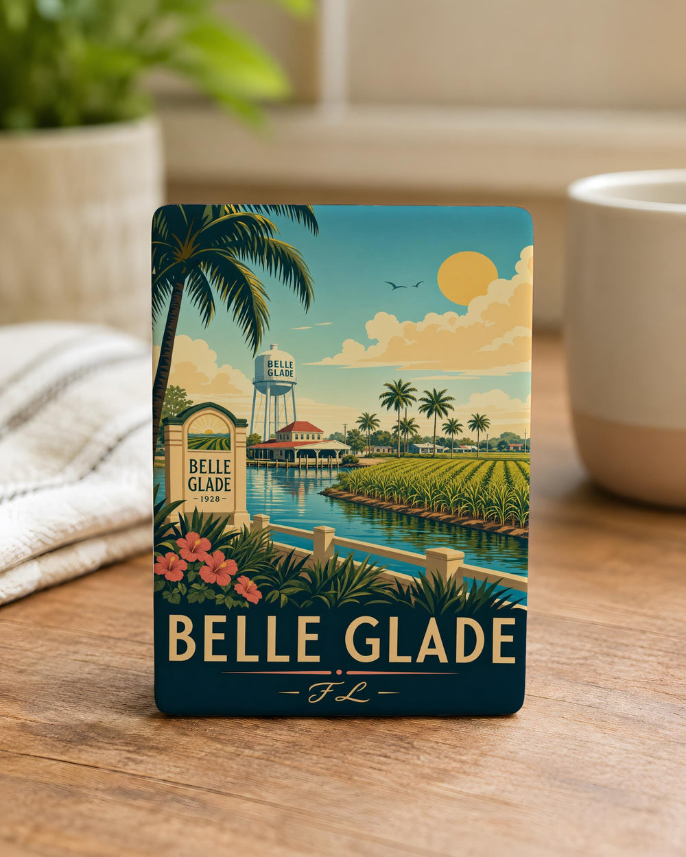 Belle Glade FL Fridge Magnet, Belle Glade Florida Souvenir Magnet, City Name Travel Keepsake Refrigerator Magnet