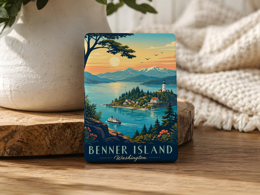 Benner Island Fridge Magnet, Benner Island Map Souvenir Magnet, Island Travel Keepsake, Coastal Landmark Refrigerator Magnet
