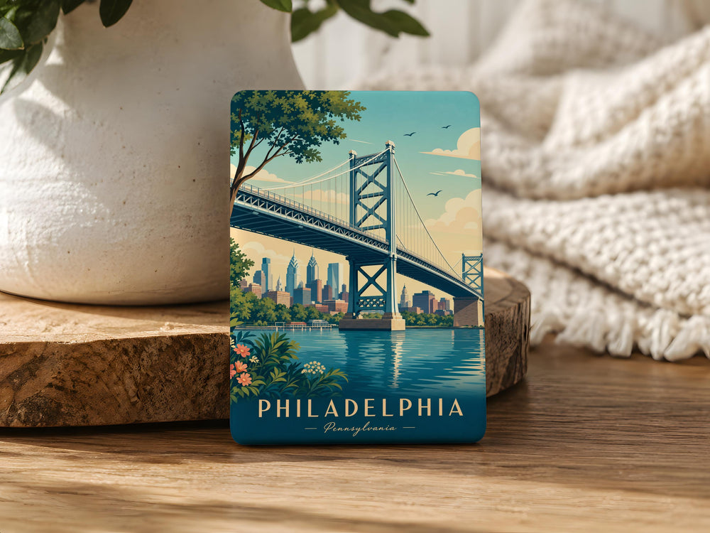Betsy Ross Bridge Fridge Magnet, Philadelphia Pennsylvania Landmark Souvenir Magnet, Delaware River Bridge Gift