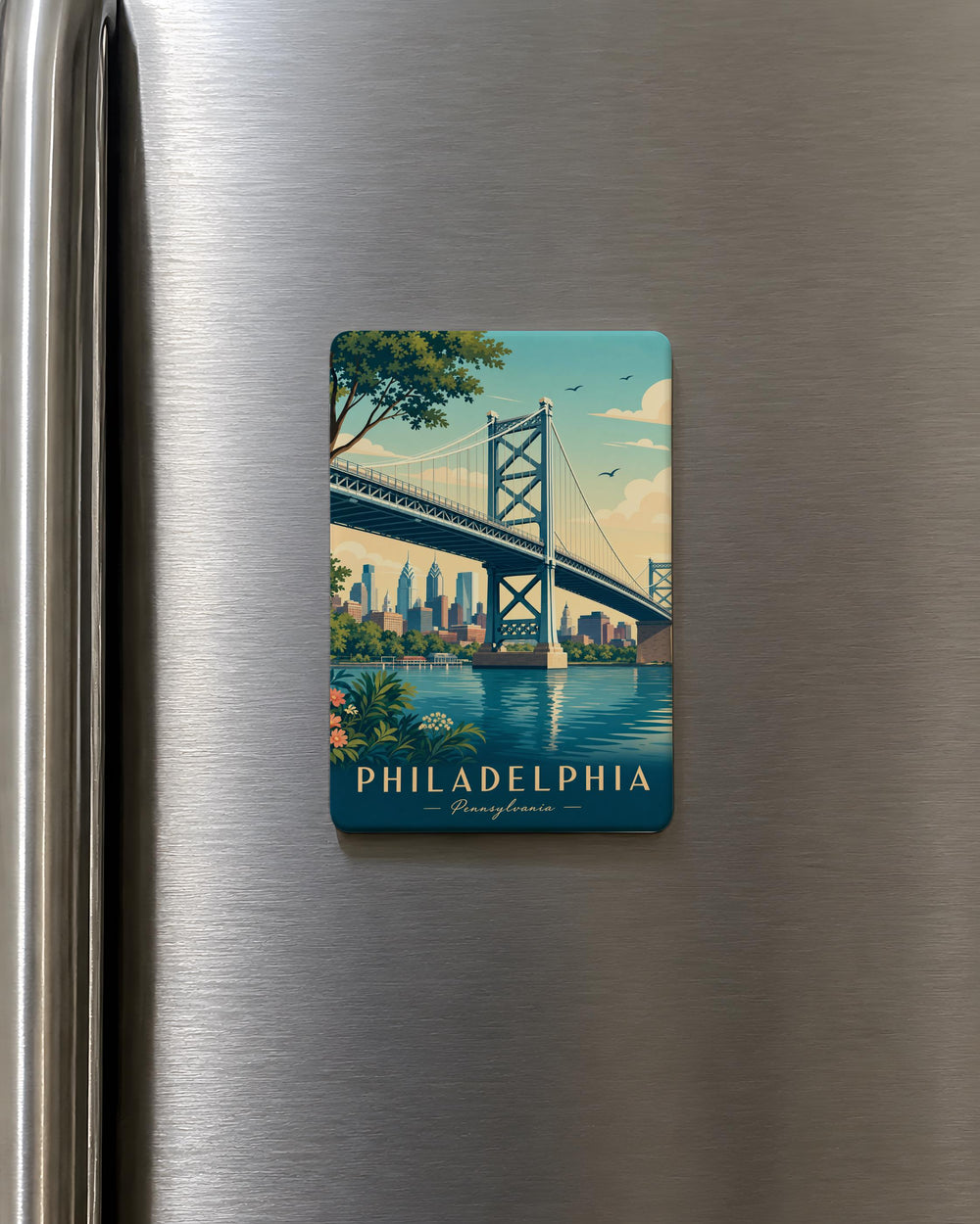 Betsy Ross Bridge Fridge Magnet, Philadelphia Pennsylvania Landmark Souvenir Magnet, Delaware River Bridge Gift