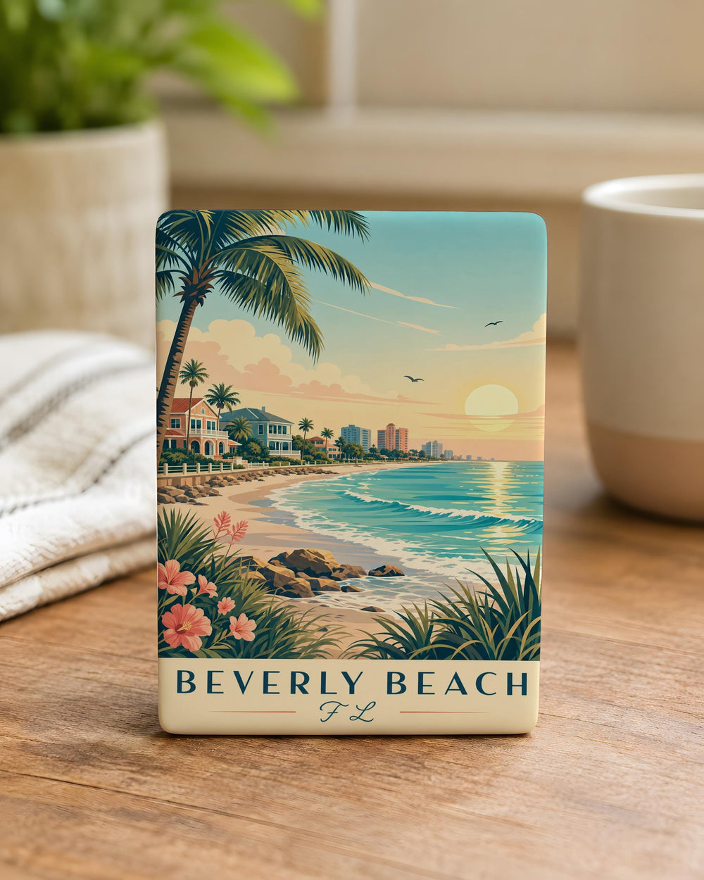 Beverly Beach FL Fridge Magnet, Florida Beach Souvenir Magnet, Beverly Beach Florida Travel Gift, Coastal Vacation Keepsake