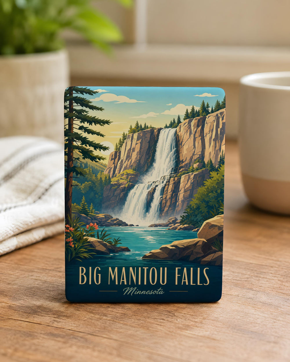 Big Manitou Falls Fridge Magnet, Pattison State Park Wisconsin Waterfall Souvenir Magnet, Nature Travel Keepsake Gift