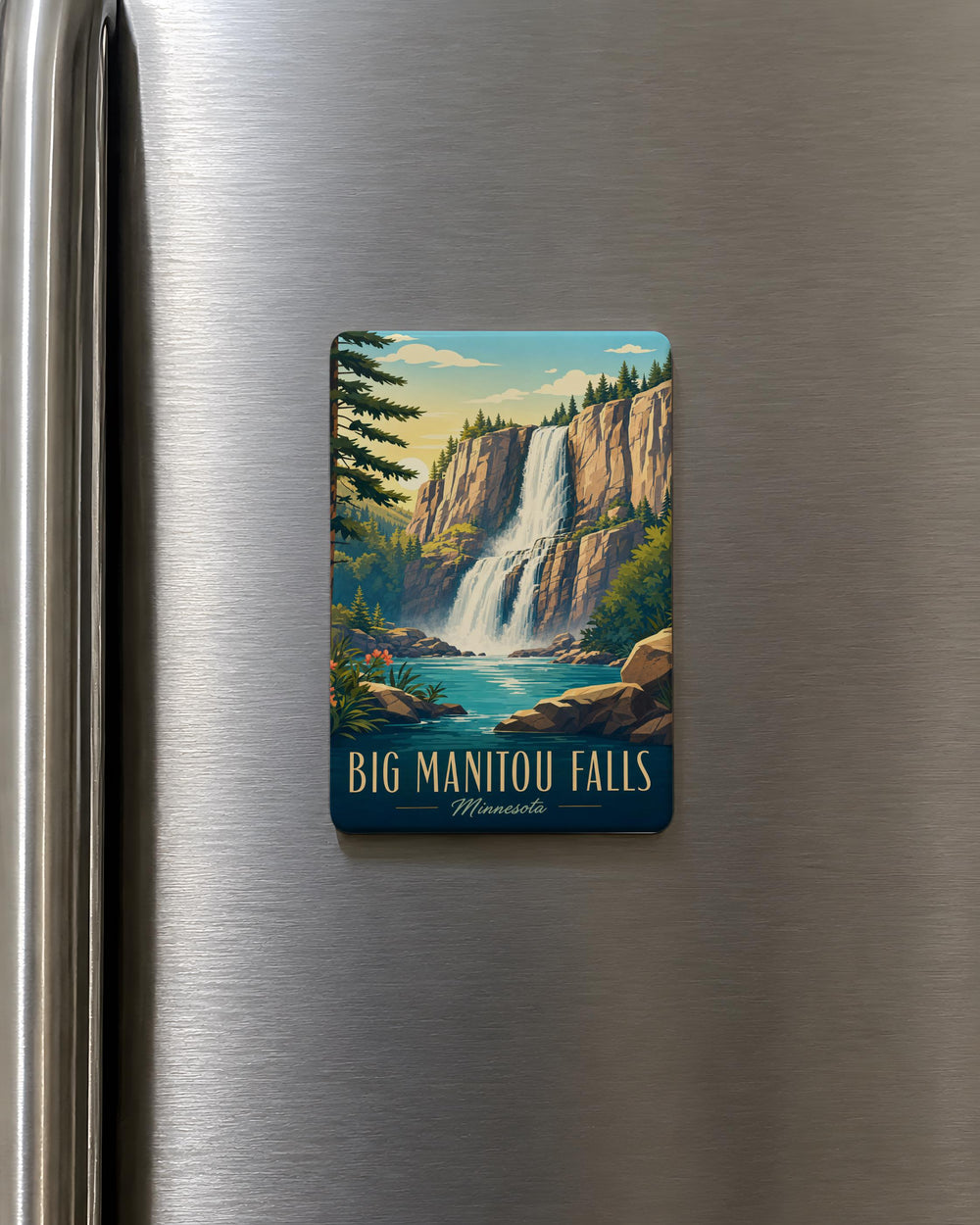 Big Manitou Falls Fridge Magnet, Pattison State Park Wisconsin Waterfall Souvenir Magnet, Nature Travel Keepsake Gift