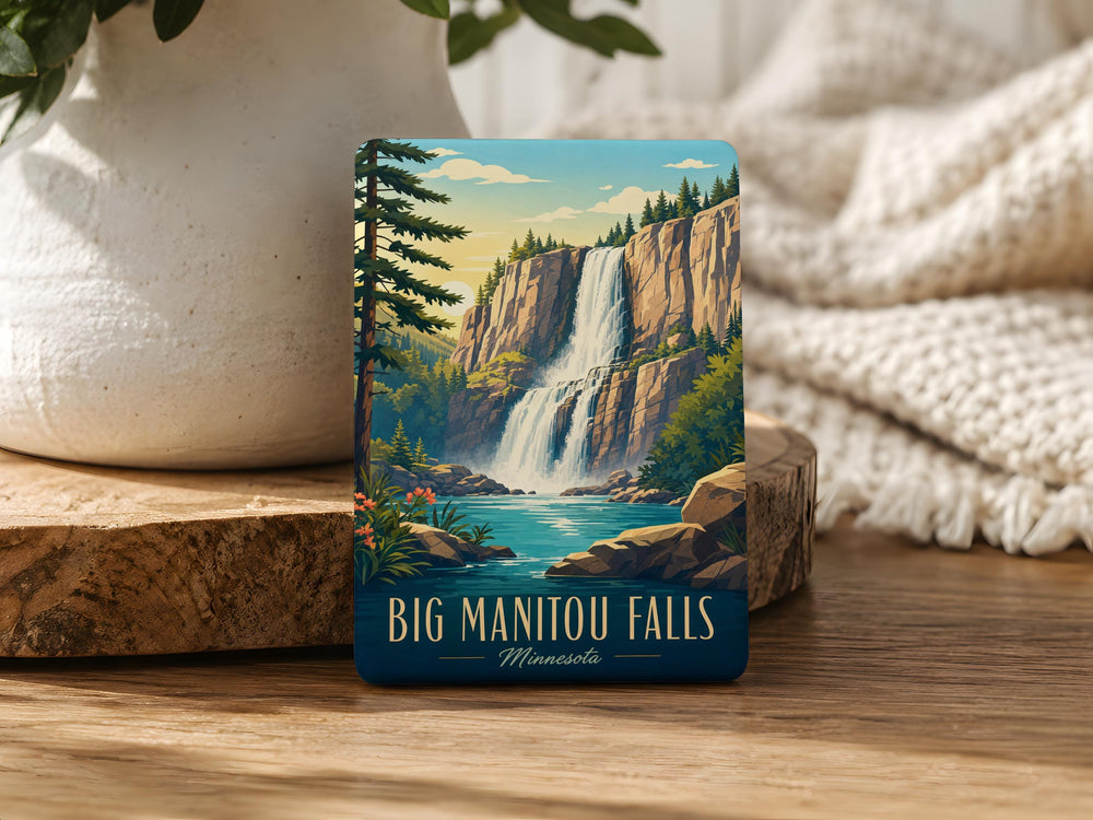 Big Manitou Falls Fridge Magnet, Pattison State Park Wisconsin Waterfall Souvenir Magnet, Nature Travel Keepsake Gift