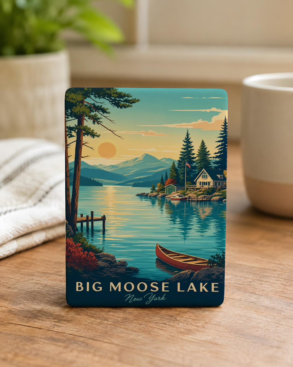 Big Moose Lake Fridge Magnet, Adirondack Mountain Lake Souvenir Magnet, Big Moose Lake New York Travel Gift