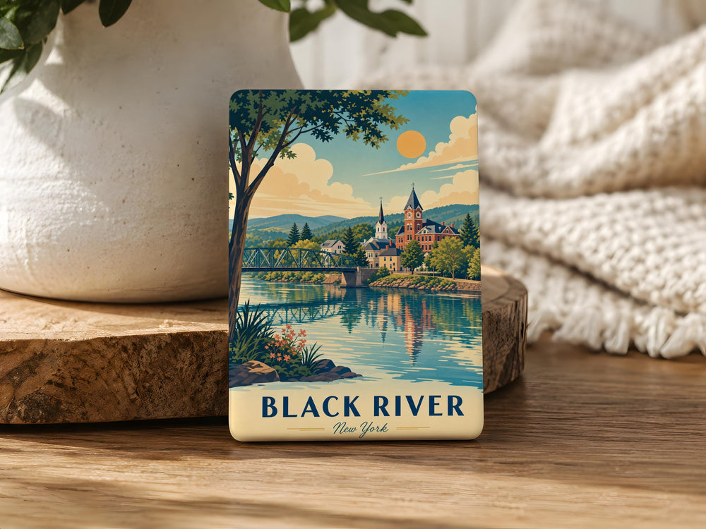 Black River NY Fridge Magnet, Black River New York Souvenir Magnet, River Town Travel Keepsake Magnet, NY Gift