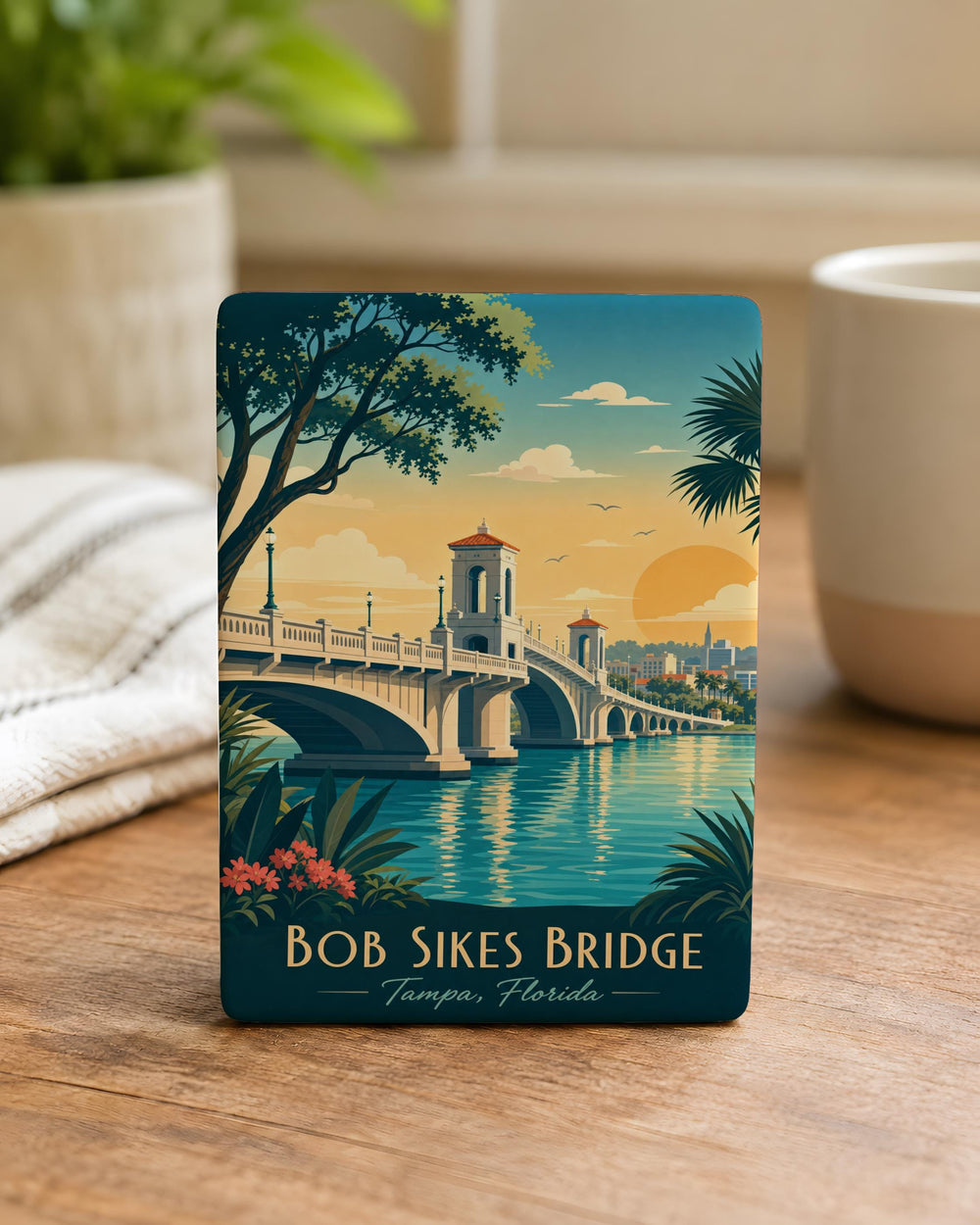 Bob Sikes Bridge Fridge Magnet, Pensacola Bay Bridge Souvenir, Florida Landmark Travel Gift, Coastal Bridge Keepsake