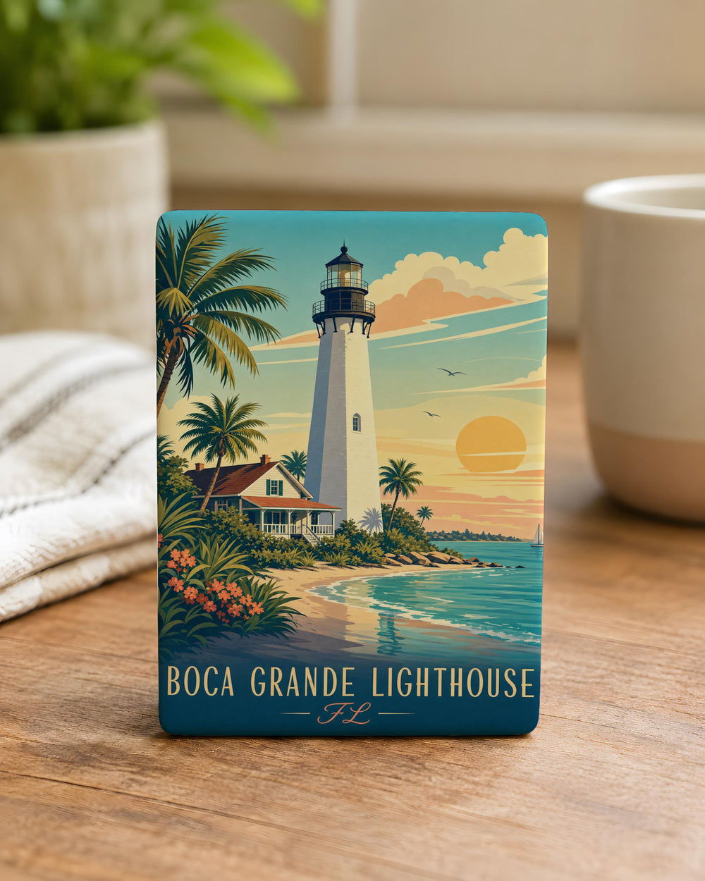Boca Grande Lighthouse Florida Fridge Magnet, Boca Grande FL Souvenir Magnet, Lighthouse Coastal Travel Gift