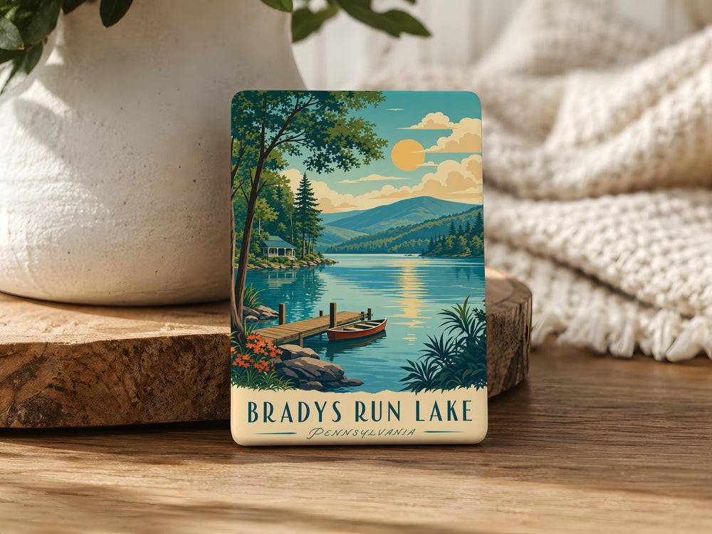 Bradys Run Lake Fridge Magnet, Pennsylvania Lake Souvenir, Scenic Waterfront Landmark Magnet, Outdoor Nature Travel Keepsake