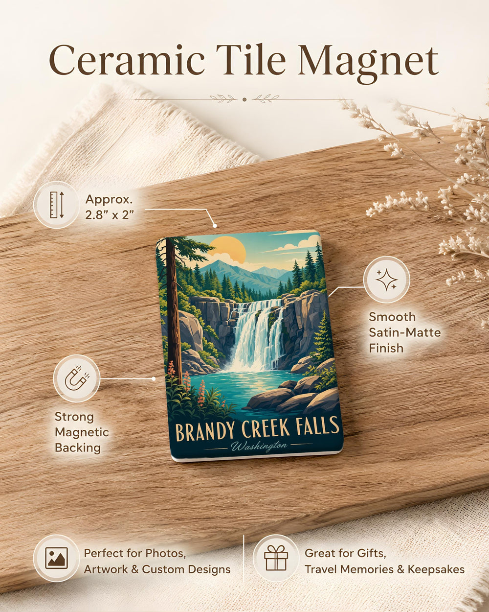 Brandy Creek Falls Fridge Magnet, Waterfall Nature Souvenir, Outdoor Adventure Travel Keepsake Gift
