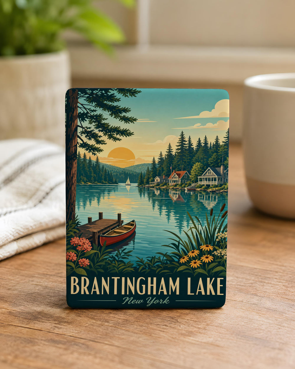 Brantingham Lake Fridge Magnet, Adirondack Lake Souvenir, New York Lakeside Travel Keepsake Magnet