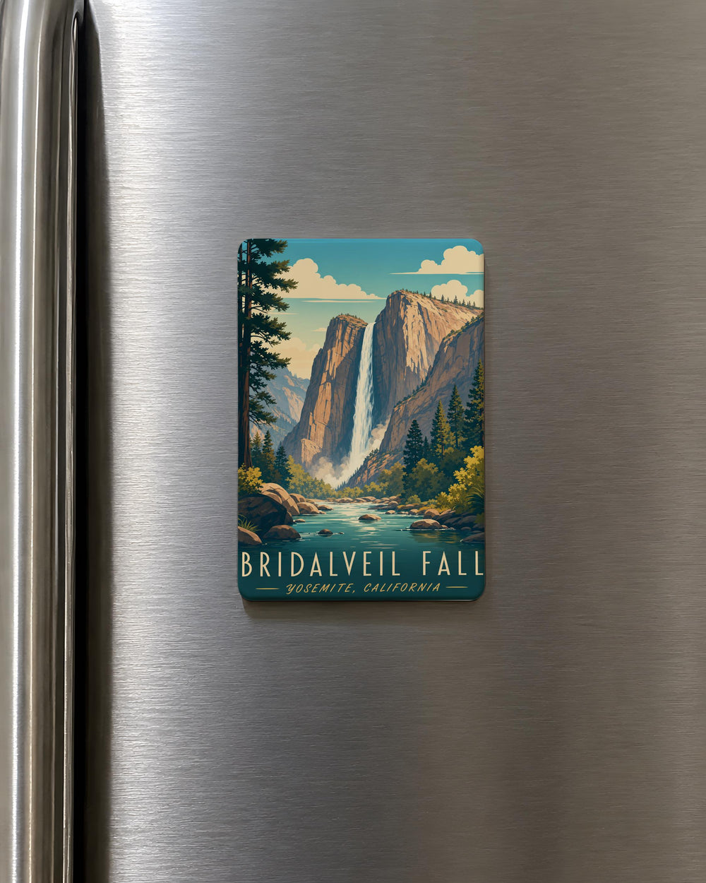 Bridalveil Fall Fridge Magnet, Yosemite National Park Waterfall Souvenir, California Nature Landmark Gift