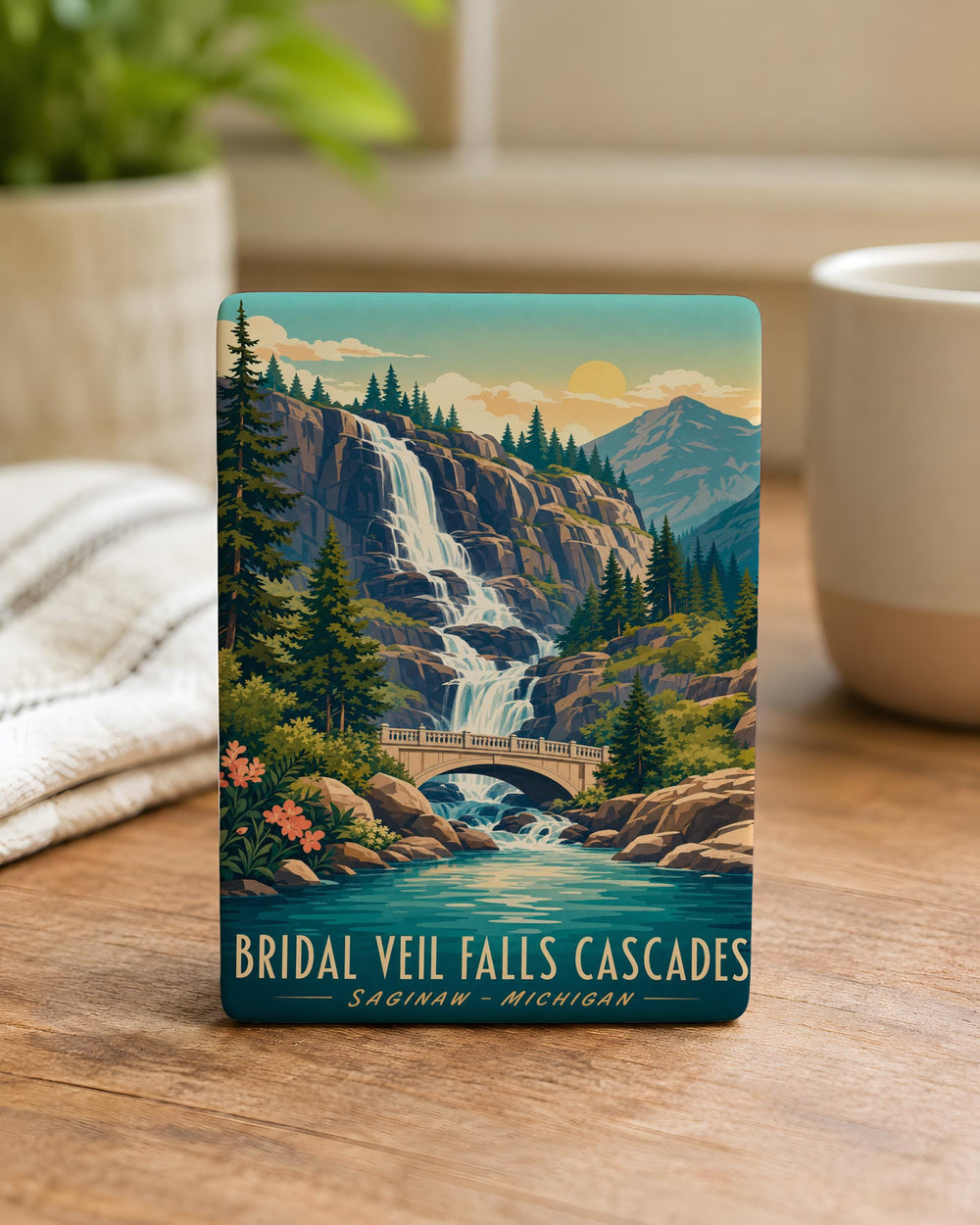 Bridal Veil Falls Cascades Fridge Magnet, Waterfall Landscape Souvenir Magnet, Cascades National Park Travel Gift