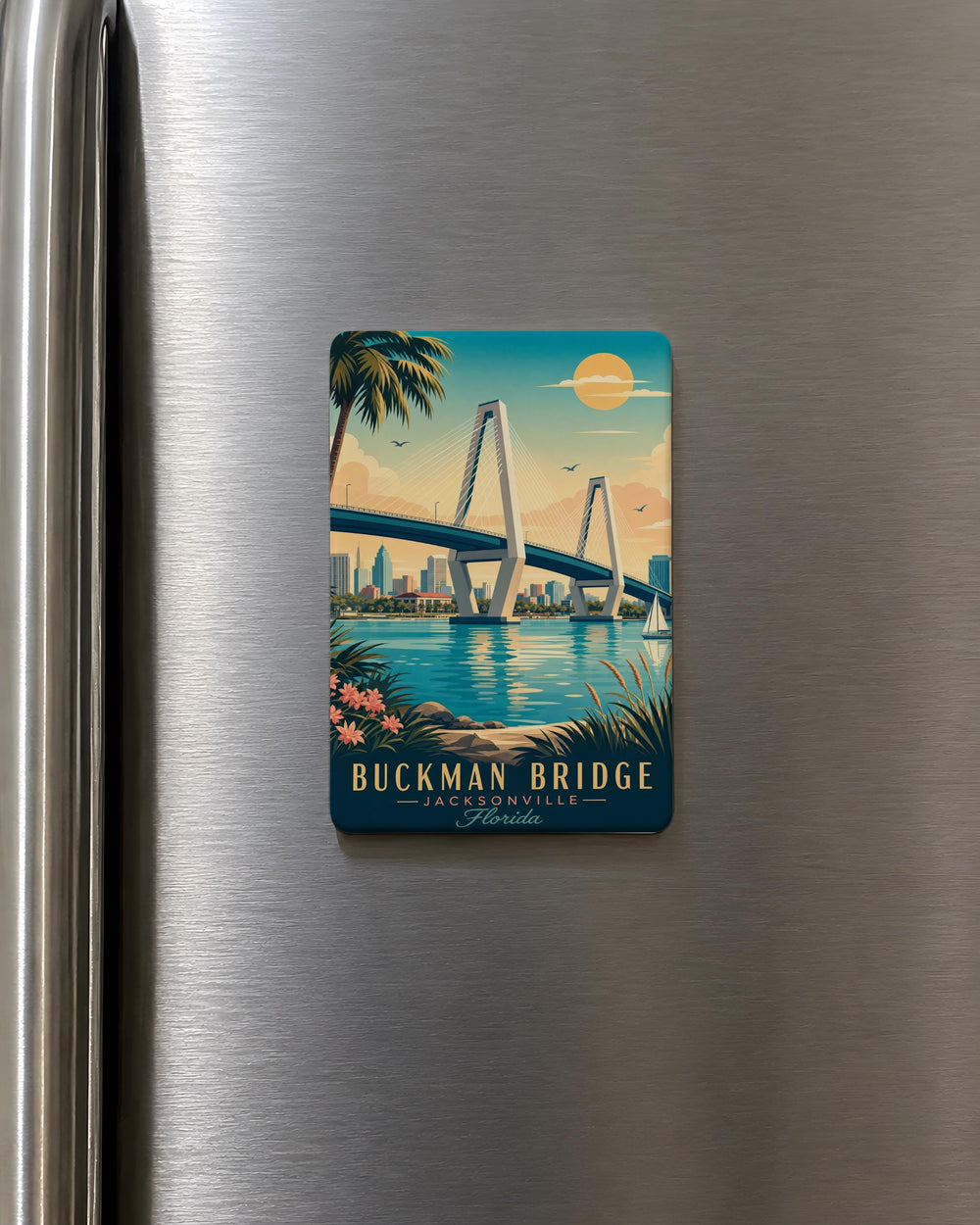 Buckman Bridge Fridge Magnet, Jacksonville Florida Bridge Souvenir Magnet, St Johns River Landmark Magnet