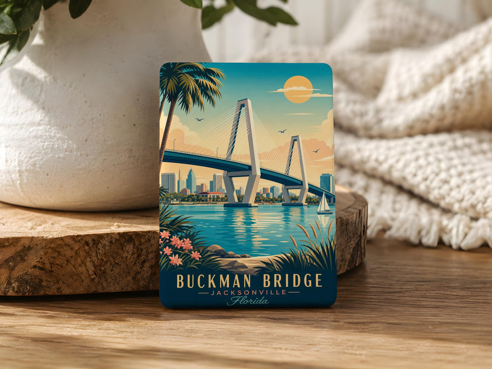 Buckman Bridge Fridge Magnet, Jacksonville Florida Bridge Souvenir Magnet, St Johns River Landmark Magnet