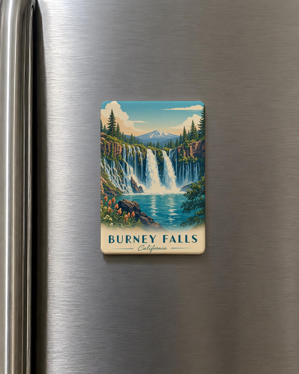 Burney Falls Fridge Magnet, Burney Falls Waterfall California Souvenir Magnet, Nature Landmark Travel Keepsake Magnet