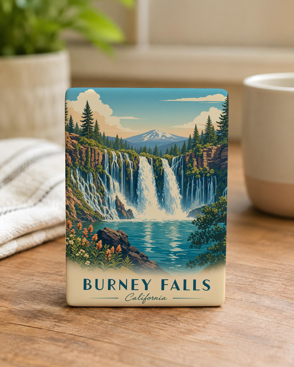 Burney Falls Fridge Magnet, Burney Falls Waterfall California Souvenir Magnet, Nature Landmark Travel Keepsake Magnet