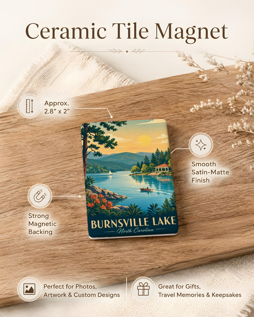 Burnsville Lake Fridge Magnet, Burnsville Minnesota Lake Souvenir Magnet, Lakeside Travel Gift, Cabin Lake Decor Magnet