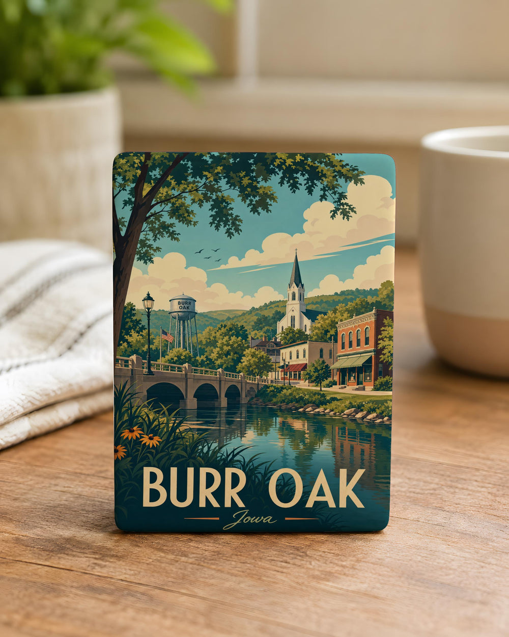 Burr Oak Tree Fridge Magnet, Oak Leaf Nature Decor, Woodland Botanical Gift, Tree Lover Kitchen Magnet