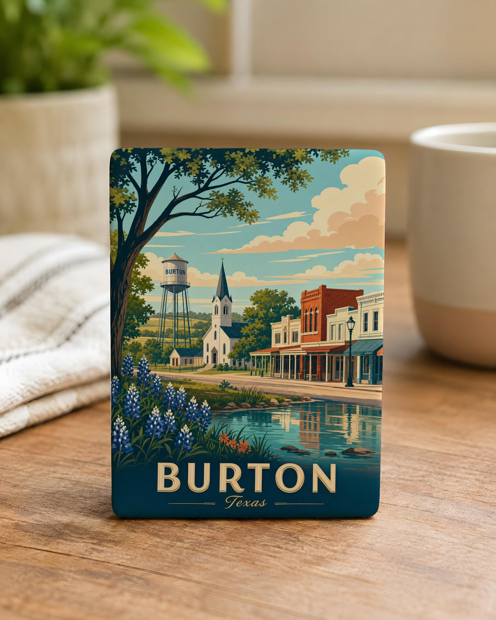 Burton TX Fridge Magnet, Burton Texas Souvenir Magnet, Washington County Travel Gift, Texas Small Town Keepsake Magnet