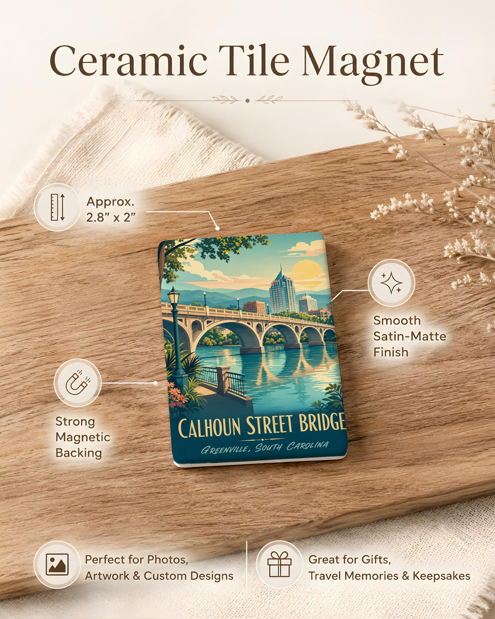 Calhoun Street Bridge Fridge Magnet, Bridge Landmark Souvenir Magnet, Calhoun Street Travel Keepsake Magnet