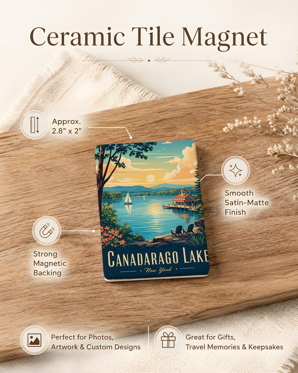 Canadarago Lake Fridge Magnet, Canadarago Lake New York Souvenir Magnet, Lake House Cabin Travel Keepsake Magnet